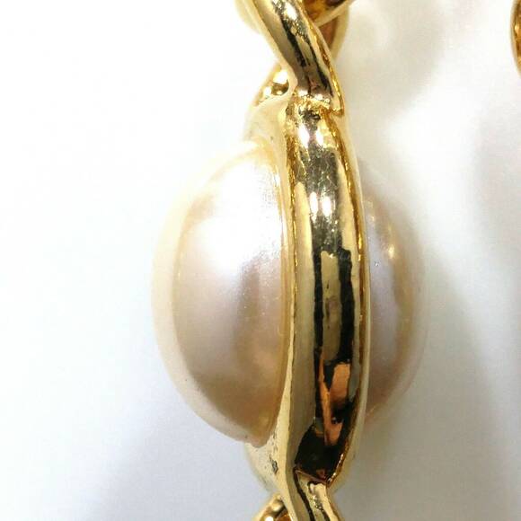 Vintage Long Gold Plated Chain Necklace, 4 Pearled Reversible Cabochons, 36 Inch - Picture 8 of 9